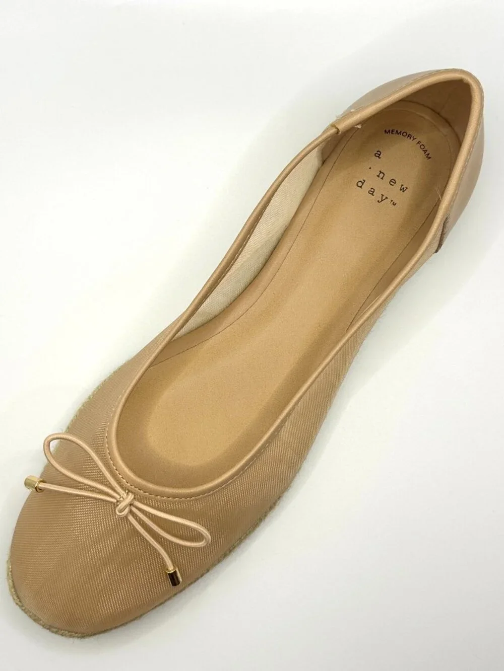 A New Day Beige Mesh Bow Espadrille Ballet Flats Balletcore Coquette Ballerina